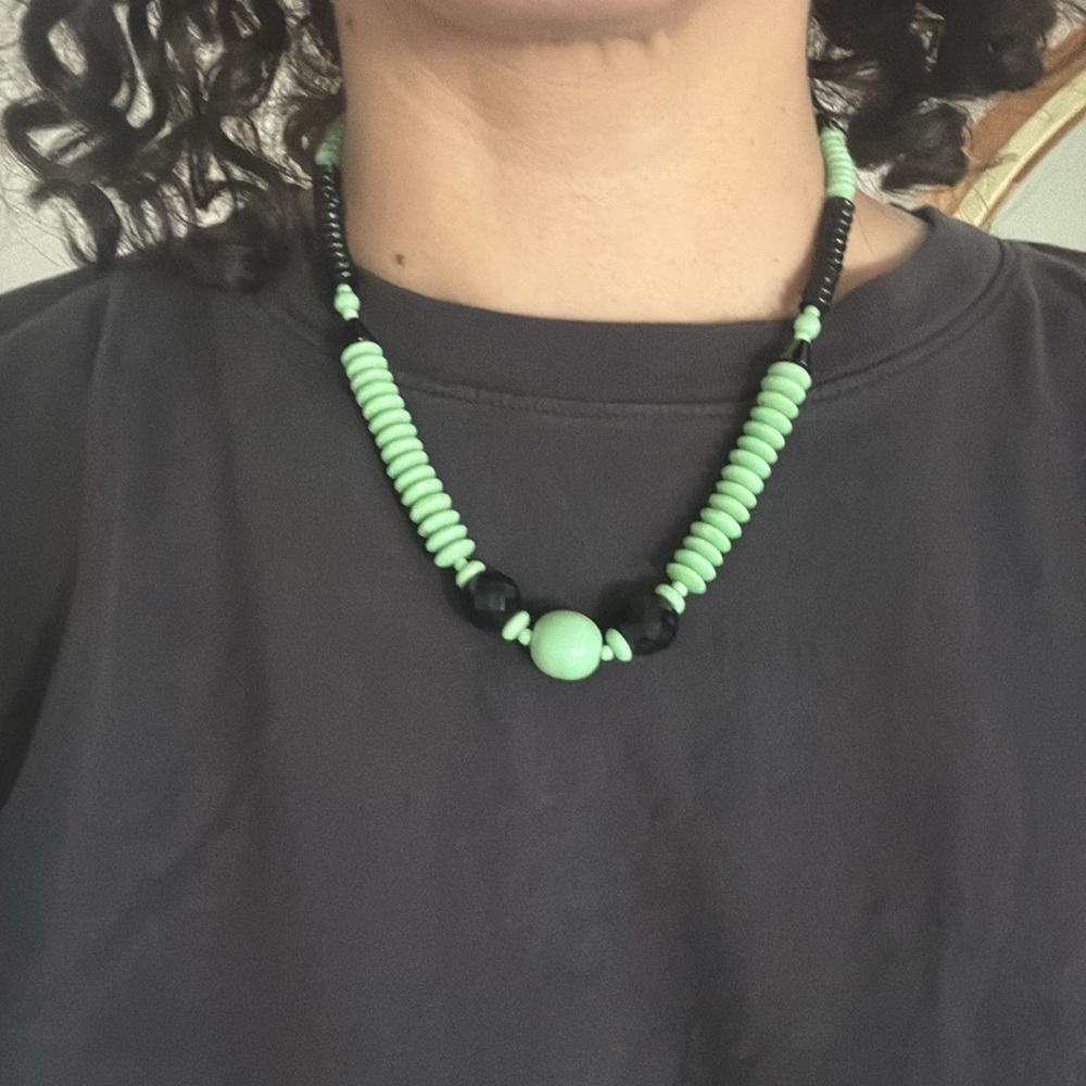 Green and Black Beaded Necklace